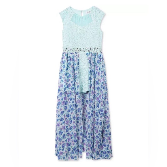 Speechless Glitter lace floral maxi overlay romper skort dress girls Sz-16   AA4 - Picture 1 of 11